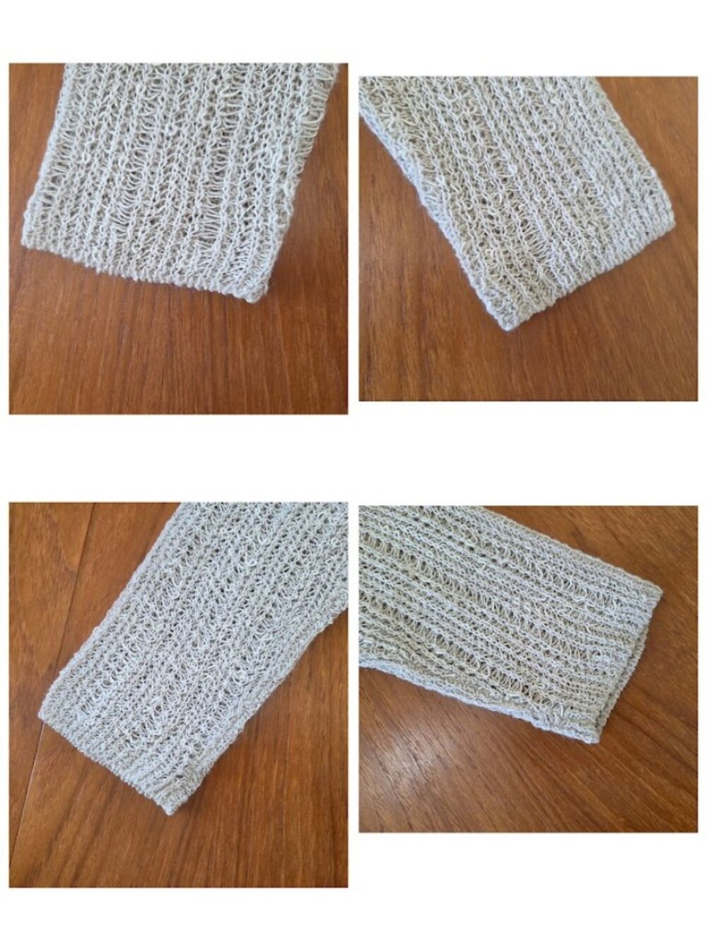Eileen Fisher Organic Melange Linen Grain Pullover Open Knit Tan L - Picture 5 of 12